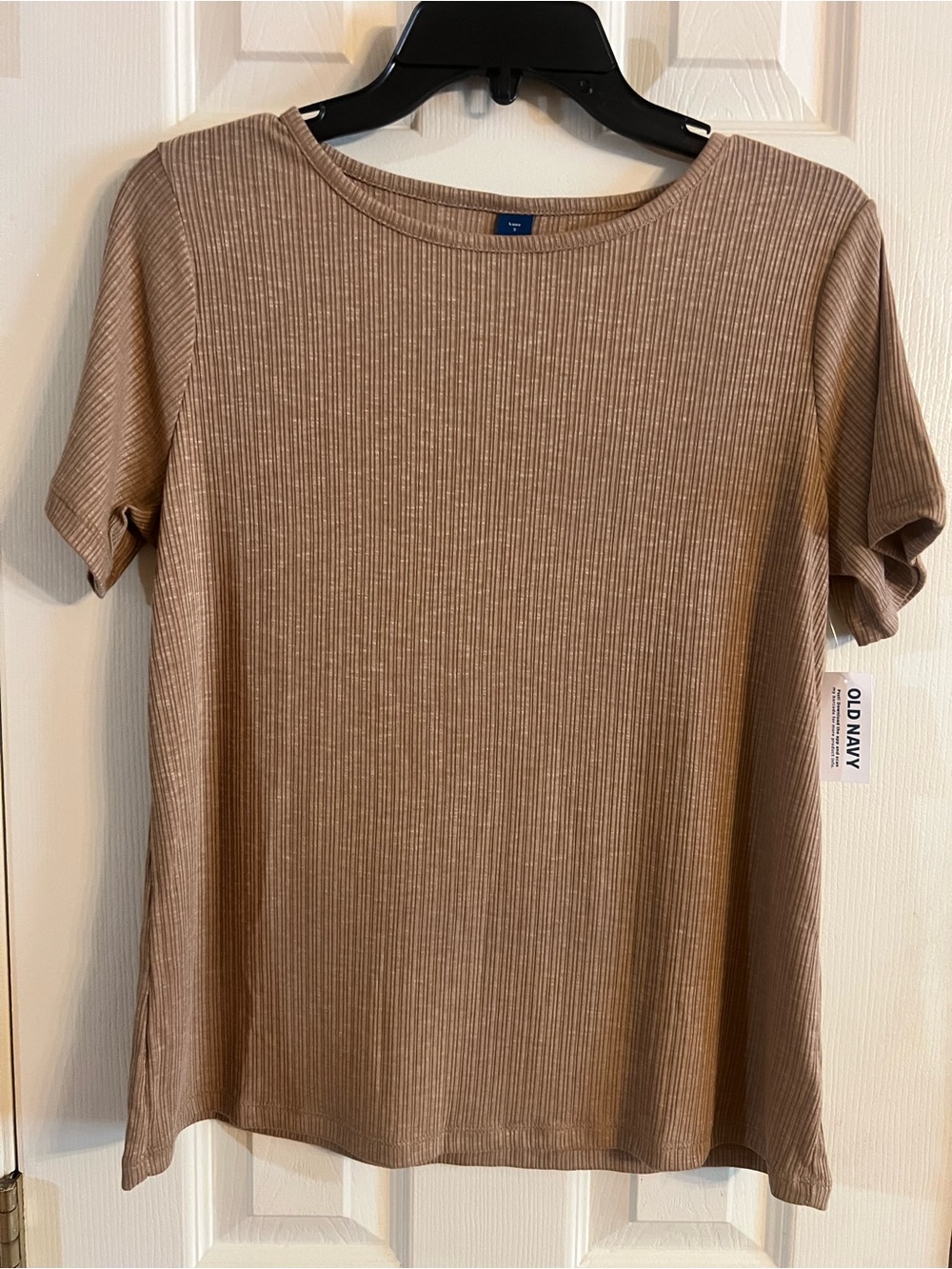 Old Navy Short Sleeve Ribbed Tee in Tan Brown